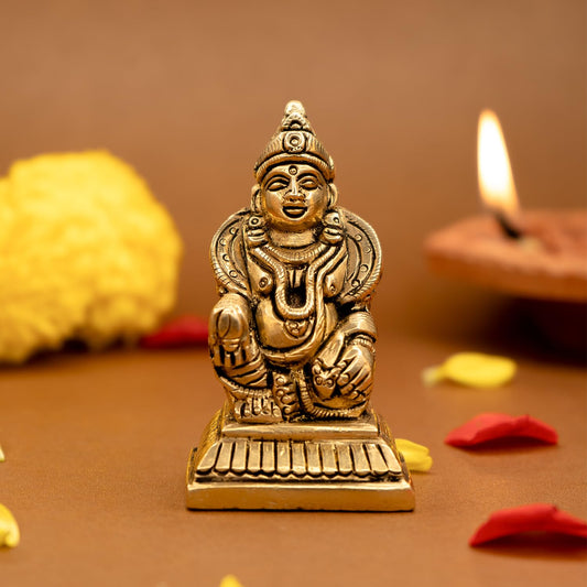 100% Pure Brass Kuber Murti (7 cm) | Kuber Statue for Vastu | Kubera Idol for Car Dashboard, Pooja Room, Home Puja, Office Desk | Kuberji ki Murti Pure Pital ki | Guberan Statue