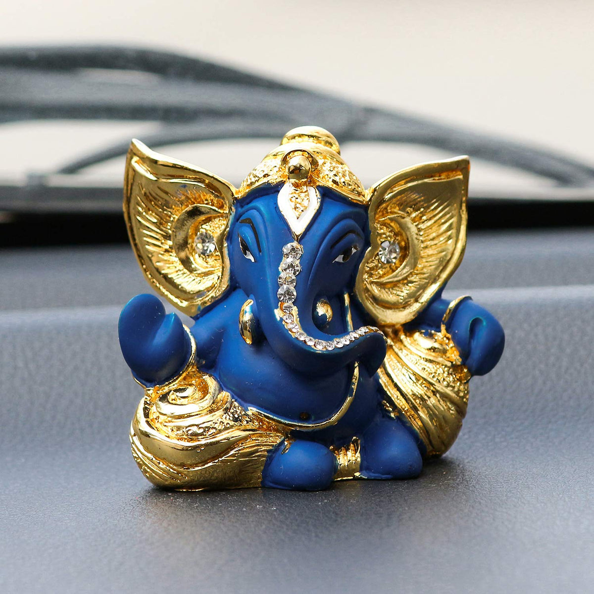 Golden Blue Lord Ganesha Idol for Home Decor Car Dashboard Office Temple | Ganesha Statue | Ganesh Ganpati Murti Gift for Diwali Housewarming Birthday
