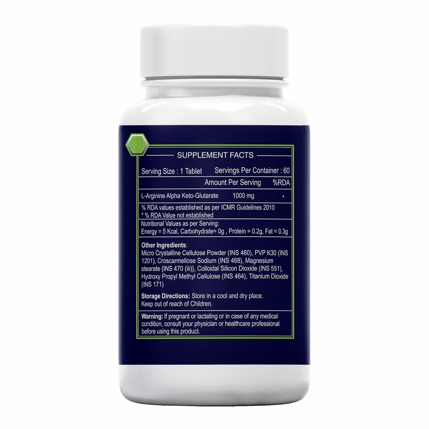 Sea Life L-Arginine AKG 1000 mg (60 Veg Tablets) | Boosts Stamina & Supports Rapid Muscle Pump | Nitric Oxide Precursor | Muscle Building Amino Acid | High Absorption L Arginine Supplement