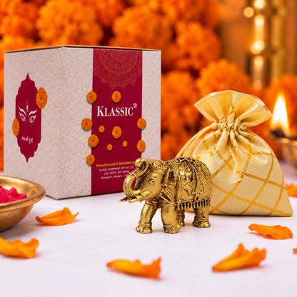 1.5 Inch Pure Brass Elephant Statue | Vastu Showpiece for Home Temple, Mandir, Office Desk & Living Room | Good Luck Gift & Home Decor