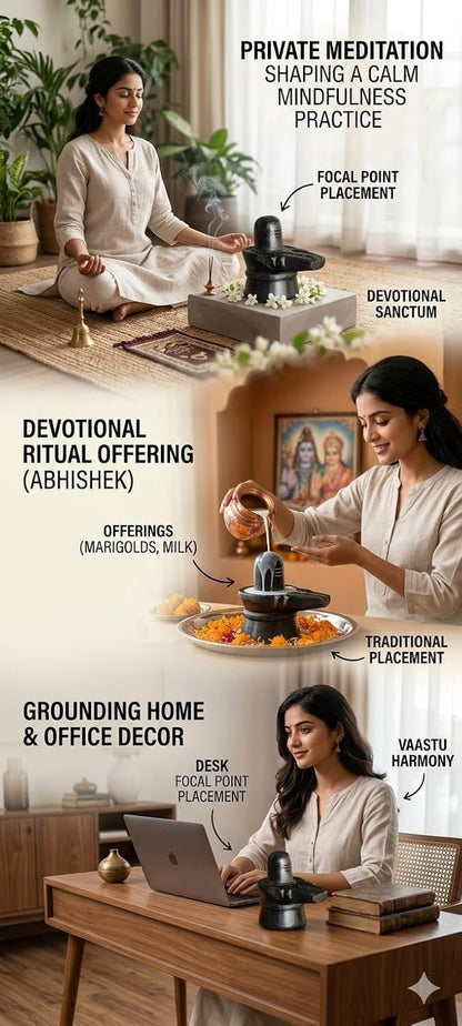 Black Marble Shiv Ling | Shiva Lingam for Home Temple | Mahadev Shankar Bholenath Shiv Ling Idol for Pooja Home Temple Mandir (2 Inch Regular Quality)