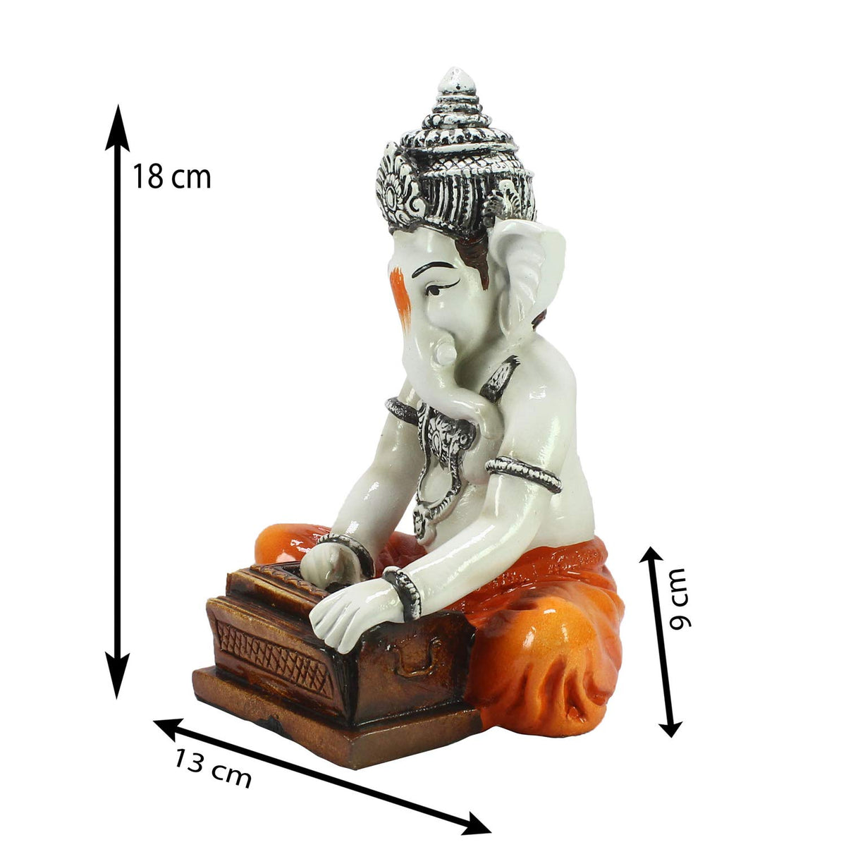 Lord Ganesha Playing Harmonium Decorative Showpiece - 20 c
