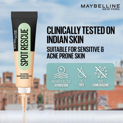 Maybelline New York Fit Me Spot Rescue Concealer, 25 | Full Coverage, Skin Improving