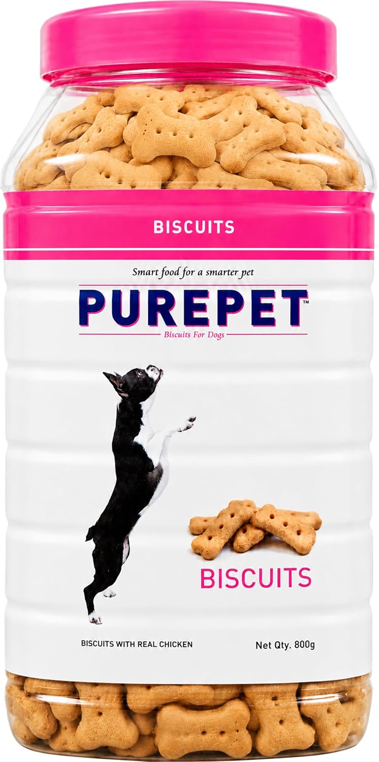Purepet Dog Treats Biscuits 800g Pack for All Life Stages | Mutton Flavour | Active Behaviour | Oral Health | Training and Behaviour | Healthy Immune System