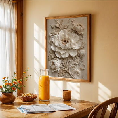 Floral Botanical Wall Painting with Frame | Premium Textured Flower & Leaf Artwork, Pastel Nature Wall Decor Framed for Living Room Bedroom Office and Home Decoration (Art-6,13x19inch)