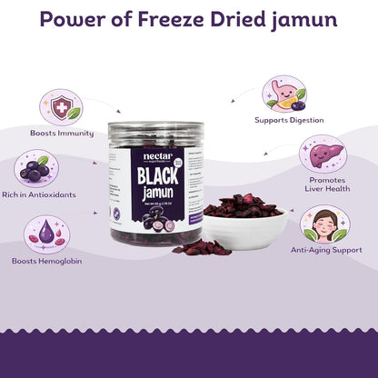 Nectar Superfoods Freeze Dried Black jamun slices- 50 grams Jar-Pack of 1 Nos | 100% Natural & Pure | No Preservatives, No Sugar Added, Vegan | Ideal for Cooking & Seasoning | Made in India