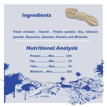 COUNTRYSIDE Dog Dental Chews Treats 250g – Milk Flavor | Brush-Shaped Chews for Dogs, Oral & Gum Care for Dogs | Fights Plaque & Tartar | Freshens Breath | Calcium Enriched & Gluten Free