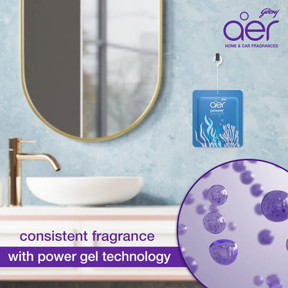 Godrej Aer Power Pocket Bathroom Freshener – Assorted Pack of 5 - 50g (5x10g) | Lasts up to 30 days | Germ Protection