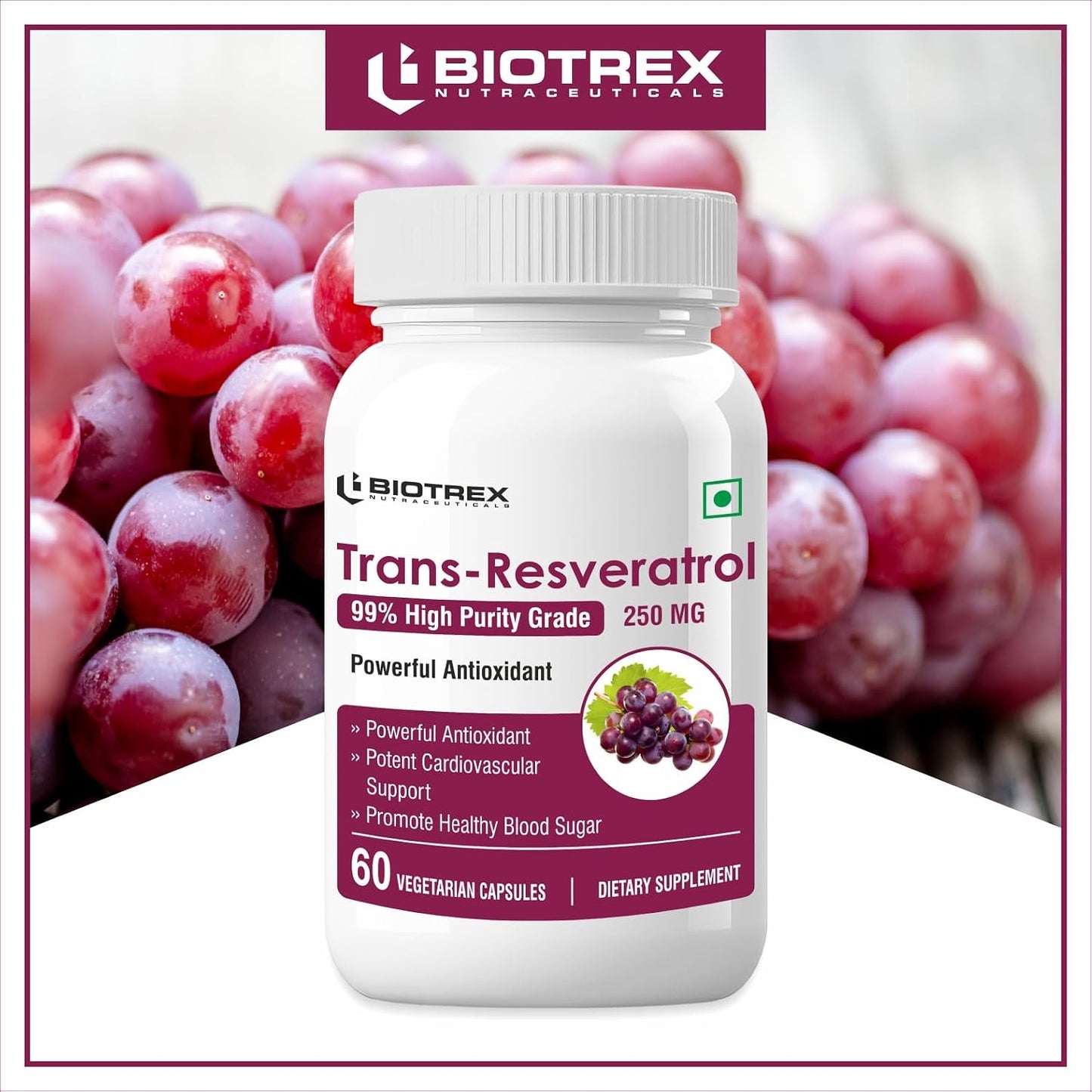 Biotrex Nutraceuticals Resveratrol 250mg - 60 Capsule