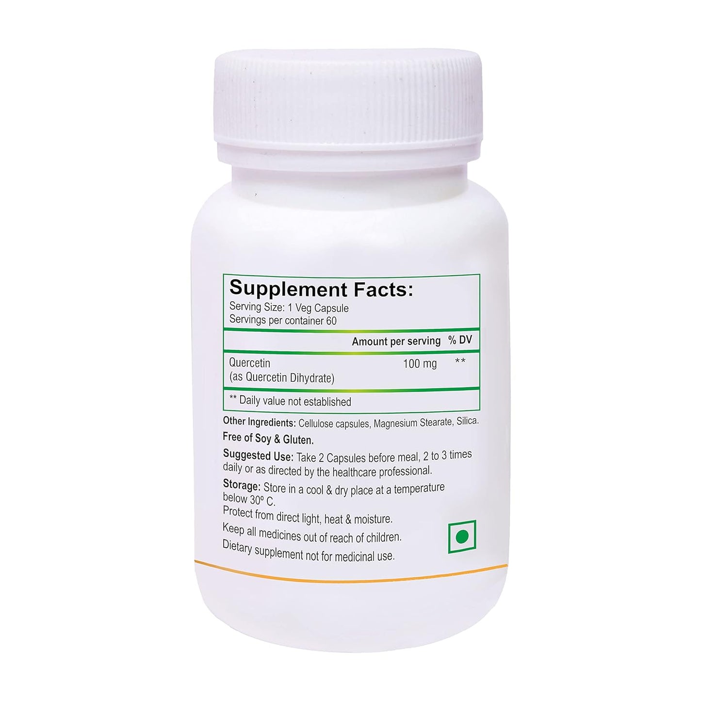 Biotrex Nutraceuticals Quercetin 100mg | Supports Energy, Brain & Heart Health | Antioxidant | Cardiovascular & Respiratory Health – 60 Veg Capsules