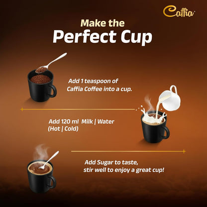 CAFFIA Original Classic 100% Arabica Instant Coffee | Freeze Dried Coffee Powder - 50g | Make Cafe Style Hot or Cold Coffee, Black Coffee, Cappuccino, Latte at Home | Rich & Smooth Taste