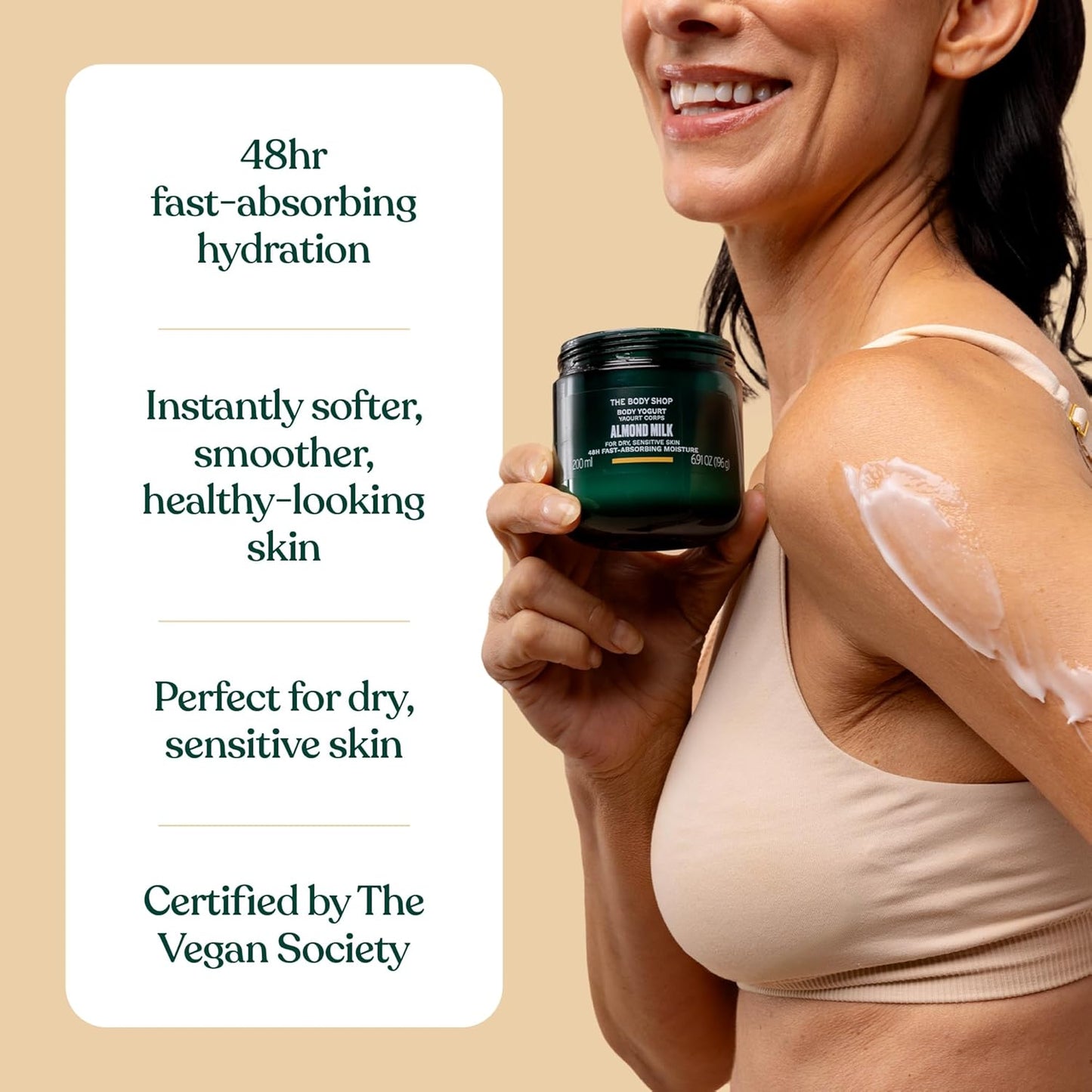The Body Shop Almond Milk Vegan Body Yogurt for Dry and Sensitive Skin 200ml