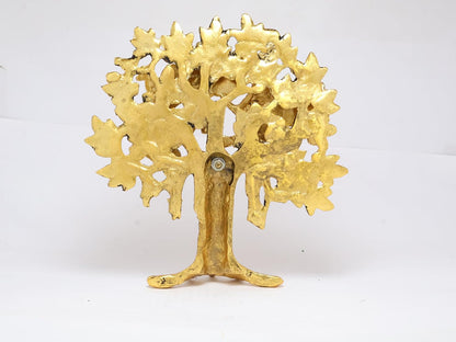 Metal Kalpavriksha Tree for Home Decor - Golden Wish Fulfilling Tree Metal Showpiece for Temple, Vastu, Office Table & Gifting Banyan (No 2 Golden)