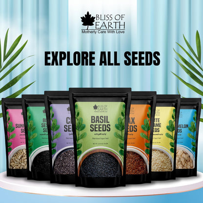 Bliss of Earth Sabja Seeds 100gms -Tukmaria Seeds Fiber & Omega-3 Rich Good for weight loss, Hydration Tiny Power House - Basil Seeds for Eating