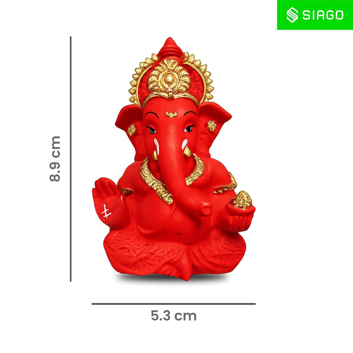 Premium Lord Ganesha Idol for Car Dashboard | 3.5 Inch Resin Ganpati Murti | Elegant Home & Office Decor Showpiece Red SIA486