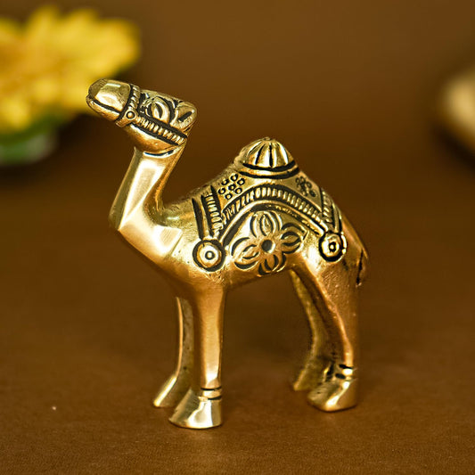100% Pure Brass Golden Camel Showpiece for Home, Office or Table Decor | Metal Camel Statue for Living Room,Home Decor Items, Interior Artifacts | Vintage or Aesthetic Showpieces for Gift