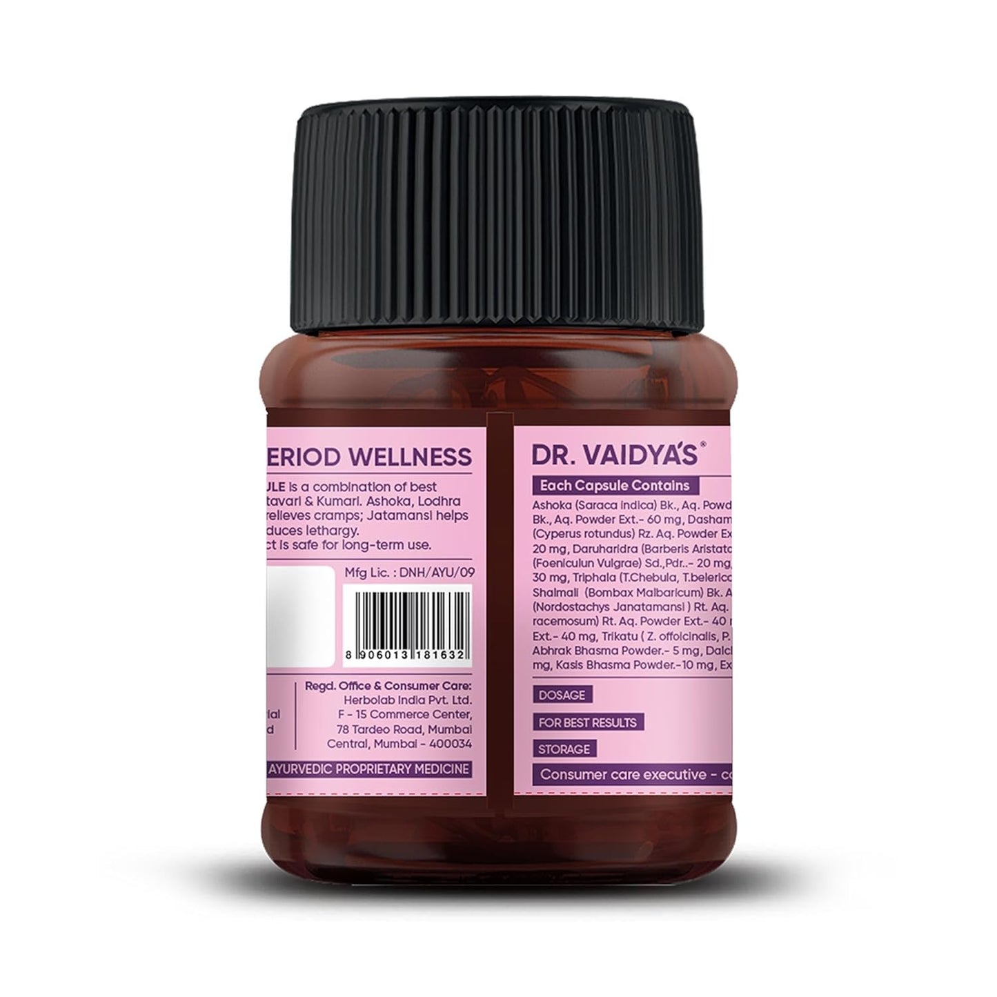 Dr. Vaidya's Period Wellness Capsules | Reduces Period Cramps & Pain | Supports Reproductive Health | Ashoka & Shatavari (30 Capsules)