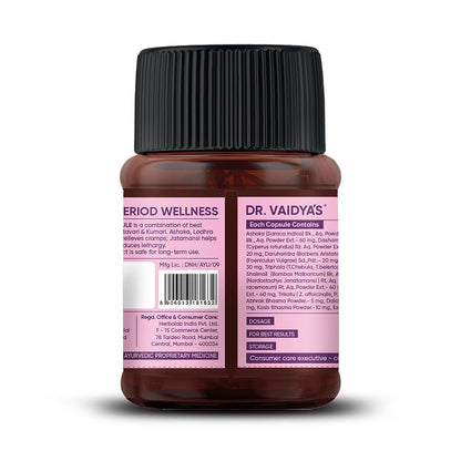 Dr. Vaidya's Period Wellness Capsules | Reduces Period Cramps & Pain | Supports Reproductive Health | Ashoka & Shatavari (30 Capsules)