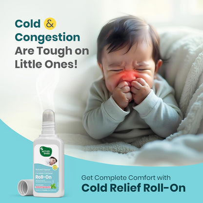 Mother Sparsh Natural Vapour Complete Cold Relief Roll-On for Babies-15ml | With Thymol Crystal, Eucalyptus Oil & Peppermint Oil for Cold & Cough | 100% Natural | Relieves Chest Congestion