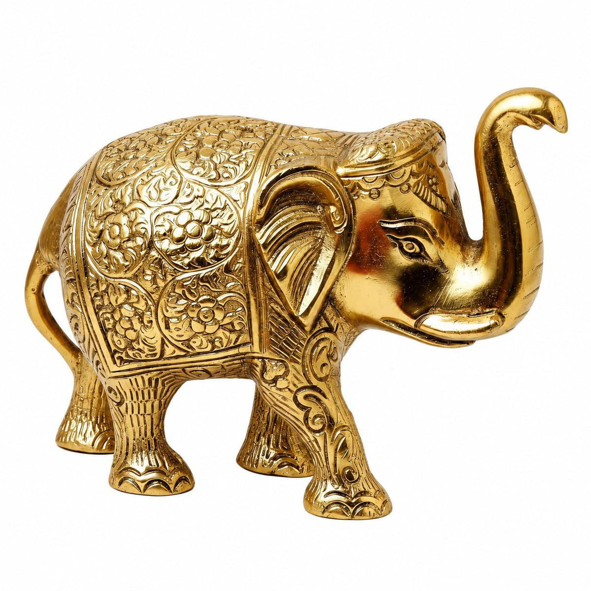 Metal Elephant Showpiece, Gold Plated, 12.5x6x9 CM
