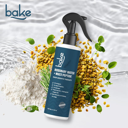 BAKE Rosemary Water Hair Growth Spray with Multi Peptides for Hair Fall Control & Hair Growth | 4% Anagain, 2% Baicapil, Plant Keratin | For Keratin Treated & Damaged Hair | 100ml