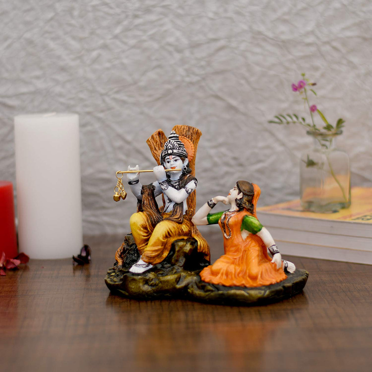 Polyresin Lord Krishna Idol, 5x6x4.5 Inches, Multicolour