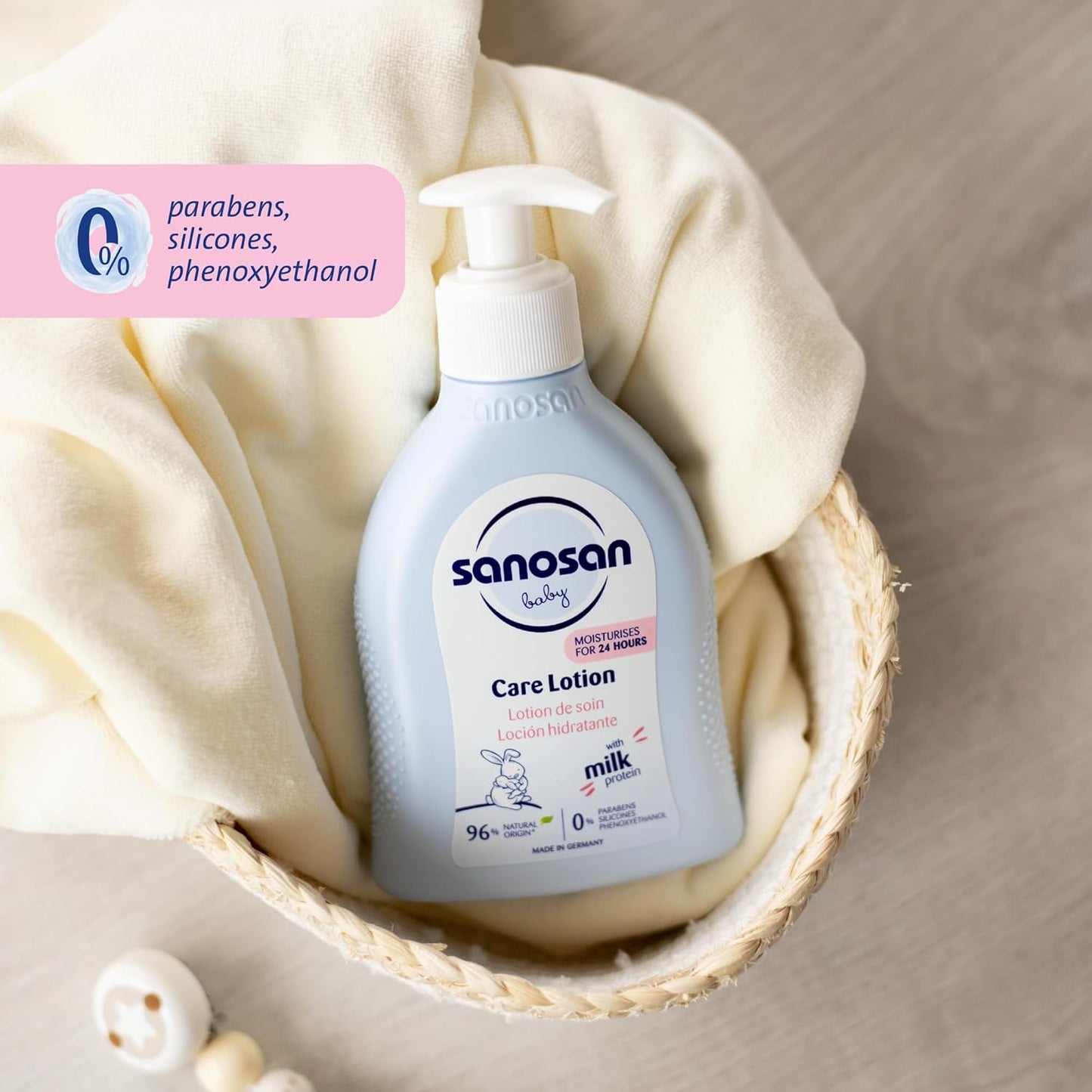 sanosan Baby Care Lotion| Suitable for baby’s delicate skin| with Moisturizes 24 hours parabens|paraffins| silicones & phenoxyethanol| Clinically Tested|200 ml