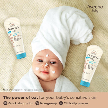 Aveeno Baby Daily Moisturising Lotion (227g) | Natural Oatmeal | For Delicate & Sensitive Skin | Protects & Moisturizes Baby's Skin for 24 Hours | Fragrance-Free & Hypoallergenic | Recommended by US Pediatricians