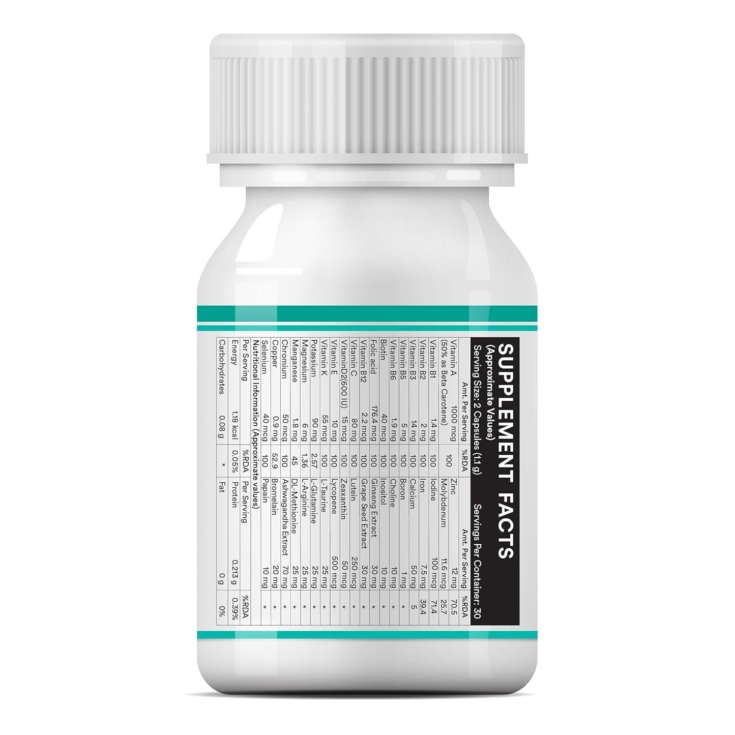 INLIFE Multivitamin for Men with Biotin Ginseng Ashwagandha Zinc Magnesium Vitamin D3 B12 & Minerals Amino Acids Antioxidants Daily Formula Supplement - 60 Capsules (Pack of 1, 60)