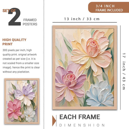 Aesthetic Boho Art Home Decoration | Boho Paintings With Frame For Living Room Bed Room Hotel Wall Decor Digital Reprint Set of 2 (13X17)