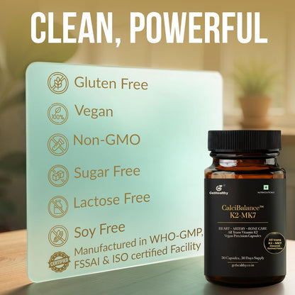 Vitamins bottle with certification labels on a blurred background