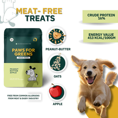 PAWS FOR GREENS Multivitamin Dog Treats 100% Natural Plant-Based Meat-Free Dog Biscuits Healthy & Veg Dog/Puppy Snacks (100grams)