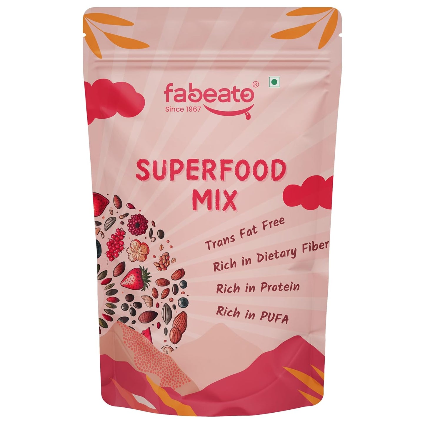 Fabeato 15-In-1 Premium Superfood Mix 200g |Trail Mix |Nuts, Dry Fruits, Seeds and Berries | Rich in Dietary Fiber, Rich in Protein|Trans Fat free|Rich in PUFA
