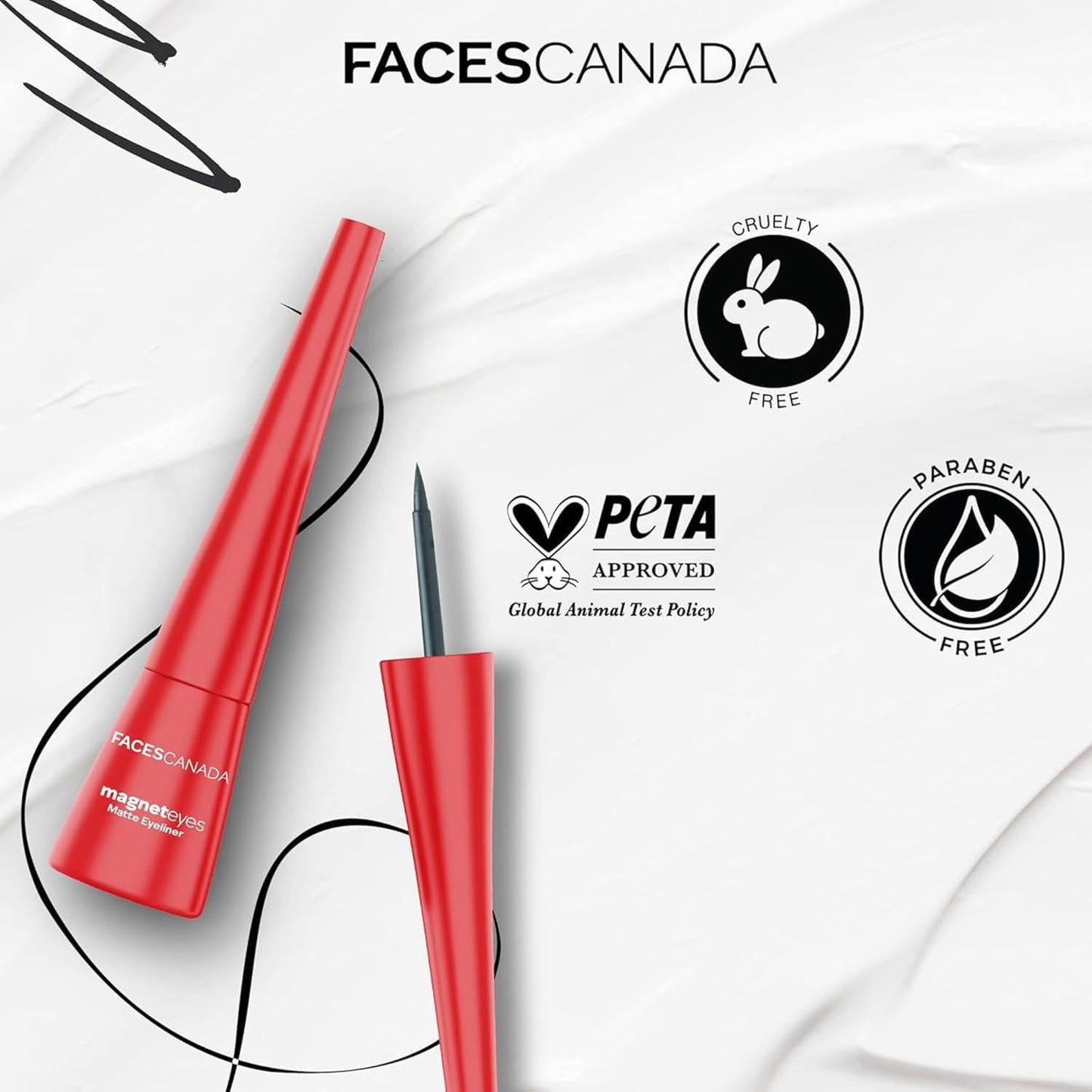 FACES CANADA Magneteyes Eyeliner - Black, 4.5ml | Intense Matte Finish | Quick Drying | 24HR Long Lasting | Fine Tip For Precise Smooth Application | Almond Oil Enriched | Waterproof | Smudgeproof