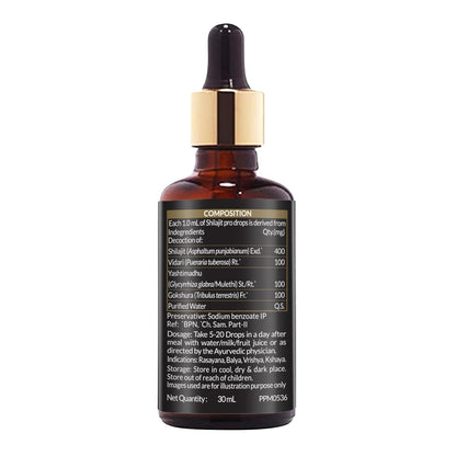 MuscleBlaze Koshaveda Shilajit Pro Drops by (30ml) | Shilajit Original with Gokshura, Vidari & Mulethi | For Energy & Stamina