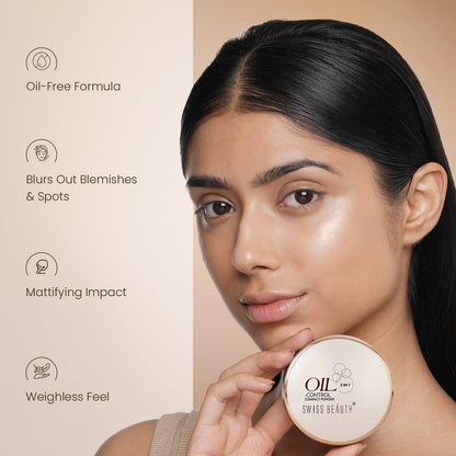 SWISS BEAUTY Oily Oil Control Lightweight Compact Powder for Matte Flawless Finish | Face Makeup, Shade - Light-Medium, 20 gm |, Pink