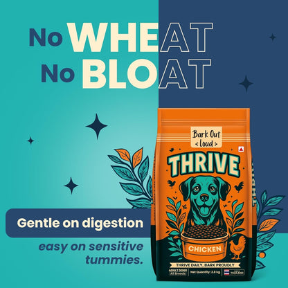 Thrive Bark Out Loud -Dry Dog Food Adult (800 gm) Real Chicken, Antioxidants, Vitamins & Minerals, Omega-3 & Omega-6, Yucca for Digestion Complete & Balanced Dog Food for All Breeds