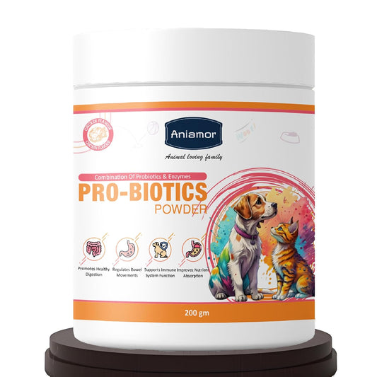 Aniamor Pro-Biotics Powder for Dogs and Cats|Gut Care|Pets Supplement|Probiotic with Enzymes|All Life Stage|200gm Jar