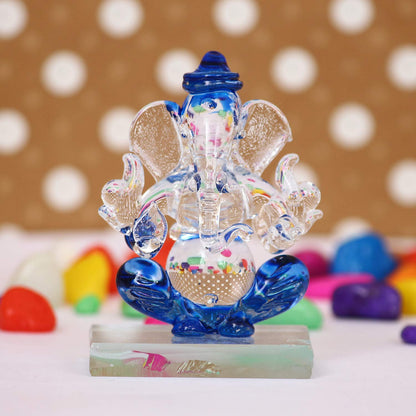 Blue and Transparent Double Sided Crystal Car Ganesha Showpiece
