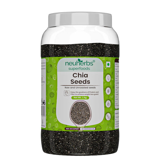 Neuherbs Raw Unroasted Chia Seed For Weight Management | Rich In Omega -3 | Dry Seeds For Eating | Healthy Snacks - 1 kg Chia Seeds