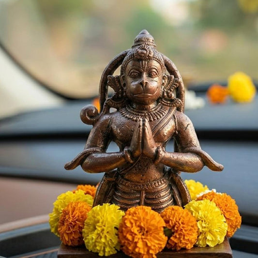 Pure Copper Hanumanji (Bajrangbali) Murti | Handcrafted Copper Idol for Pooja Room, Vastu Decor | Traditional & Auspicious Religious Hindu God Showpiece & Gift Item | 125gm (8x4 cm)