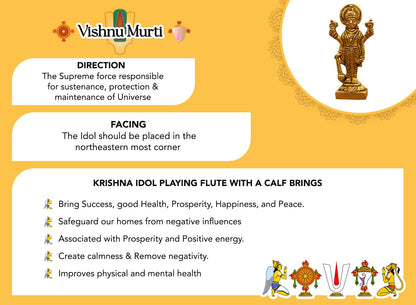 100% Pure Brass Lord Vishnu Idol | Vishnu Bhagwan Murti for Car Dashboard, Pooja Room, Home Decor & Office Desk | Laxmi Narayan Standing Idol | Narayan Statue for Gifting