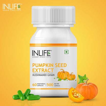 INLIFE Pumpkin Seed Extract Supplement, 500 mg - 60 Vegetarian Capsules (Pack of 1)