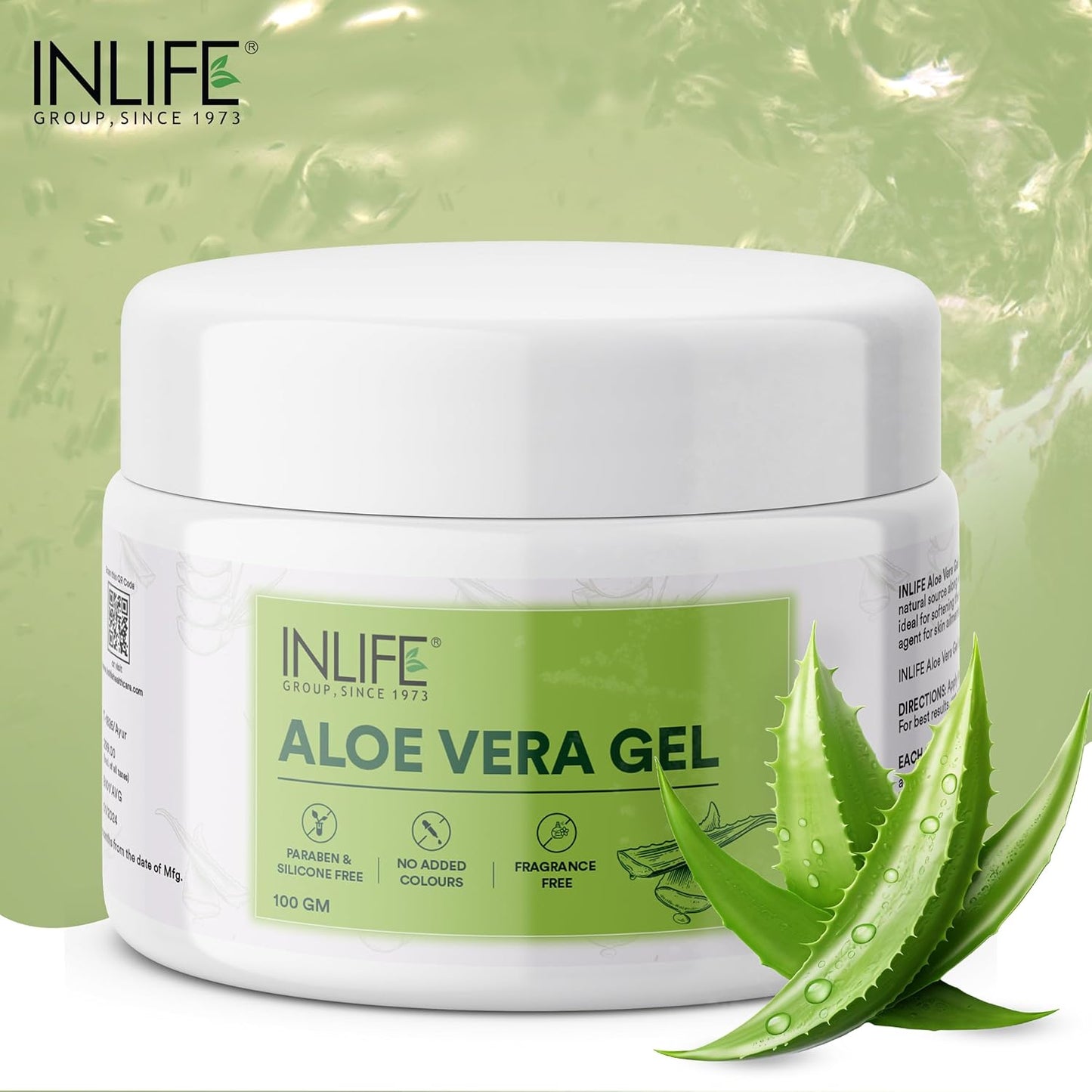 INLIFE Aloe Vera Gel for Face & Hair | Pure & Natural | Paraben Free | Silicone Free | No Added Colors | Women and Men 100 Grams (Pack of 1)