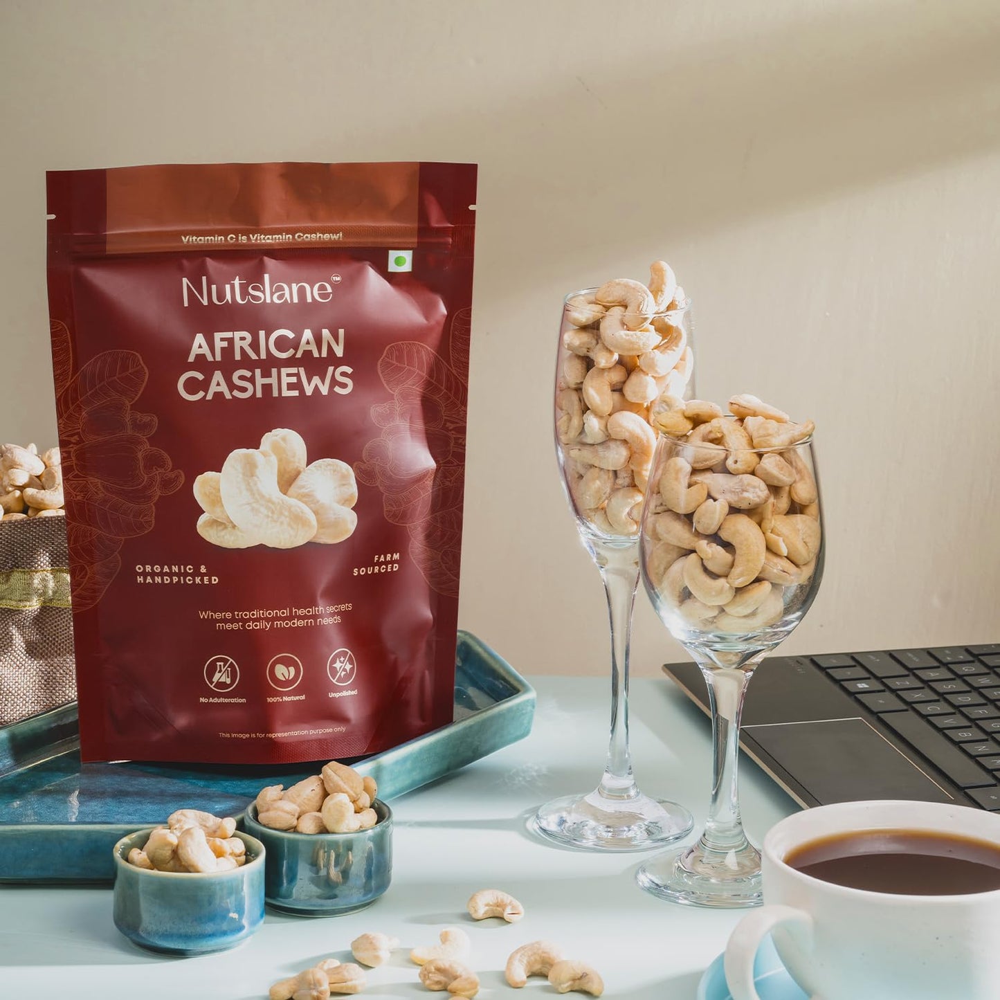 Nutslane Premium African Natural Cashews, Kaju Badam, Dry Fruits, Nuts, Crunchy Healthy Snack, Rich in Protein & Nutrients, No preservatives