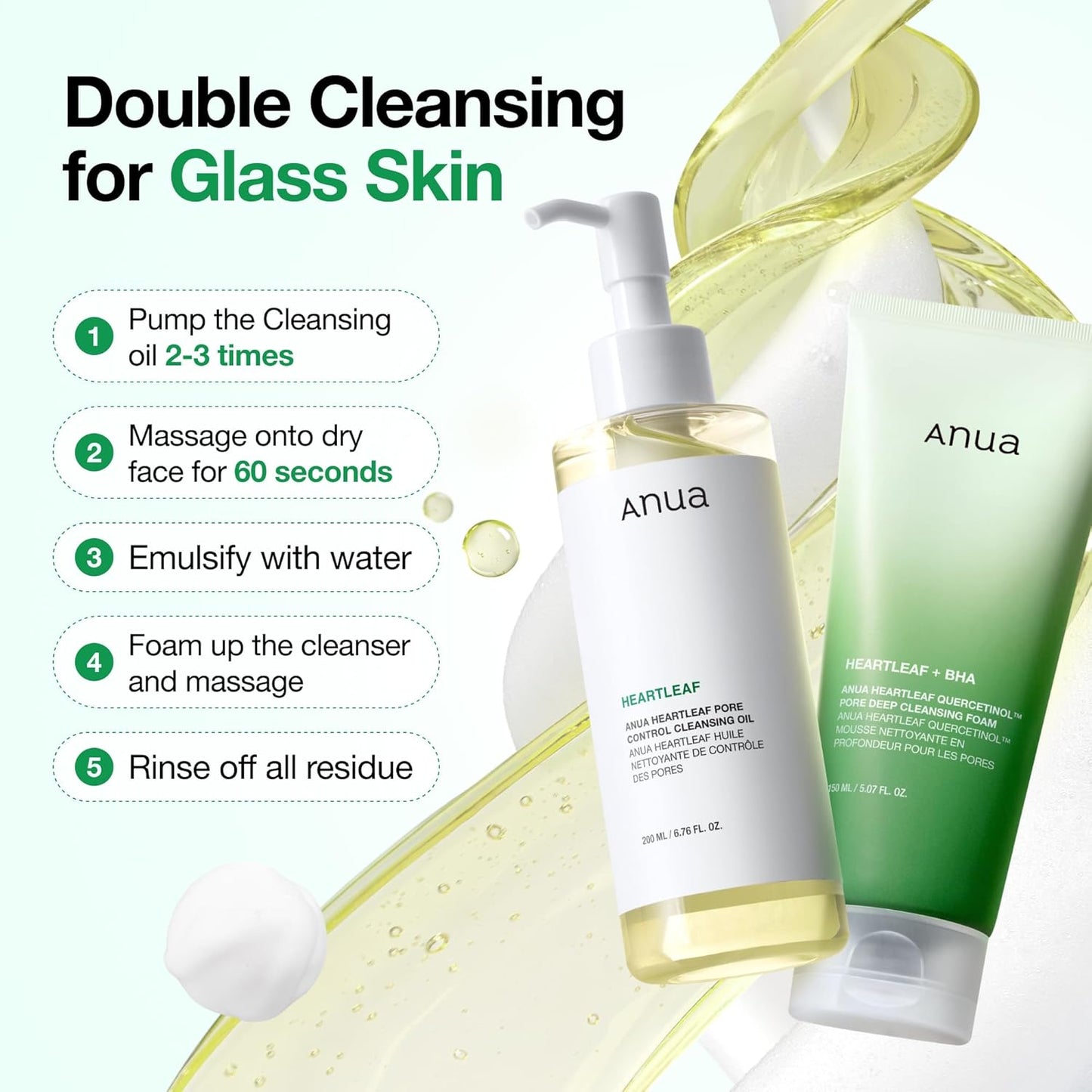 Anua Heartleaf Pore Control Cleansing Oil Removes Makeup, Excess Sebum, Blackheads & Clogged Pores