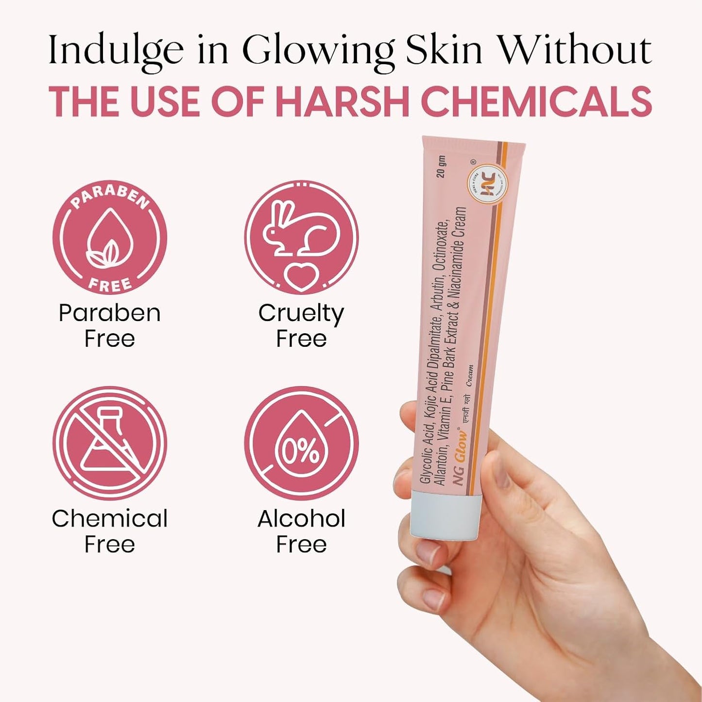 Heal N Cure NG Glow Cream - Enriched With Kojic Acid &Glycolic Acid | Anti-melasma & Anti Pigmentation Cream. Helps To Remove Acne Scar, Dark/Age Spots, Blemishes and Uneven Skin Tone-20GM