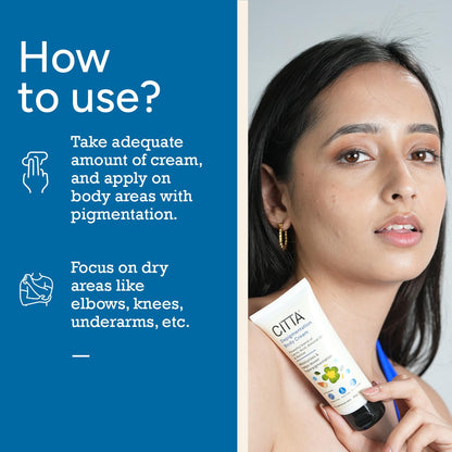 CITTA Depigmentation Body Cream with Retinol, Lactic Acid & Almond Oil – Reduces Tan, Pigmentation & Evens Skin Tone – Treats Dark Patches on Elbows, Knees, Neck & Thighs – For Men & Women – 50g