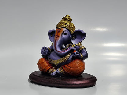 Lord Ganesha Idol Murti | 4 Inch Matt Finish Purple Resin | Decorative Ganpati Statue for Home, Office, Car Dashboard & Gifting