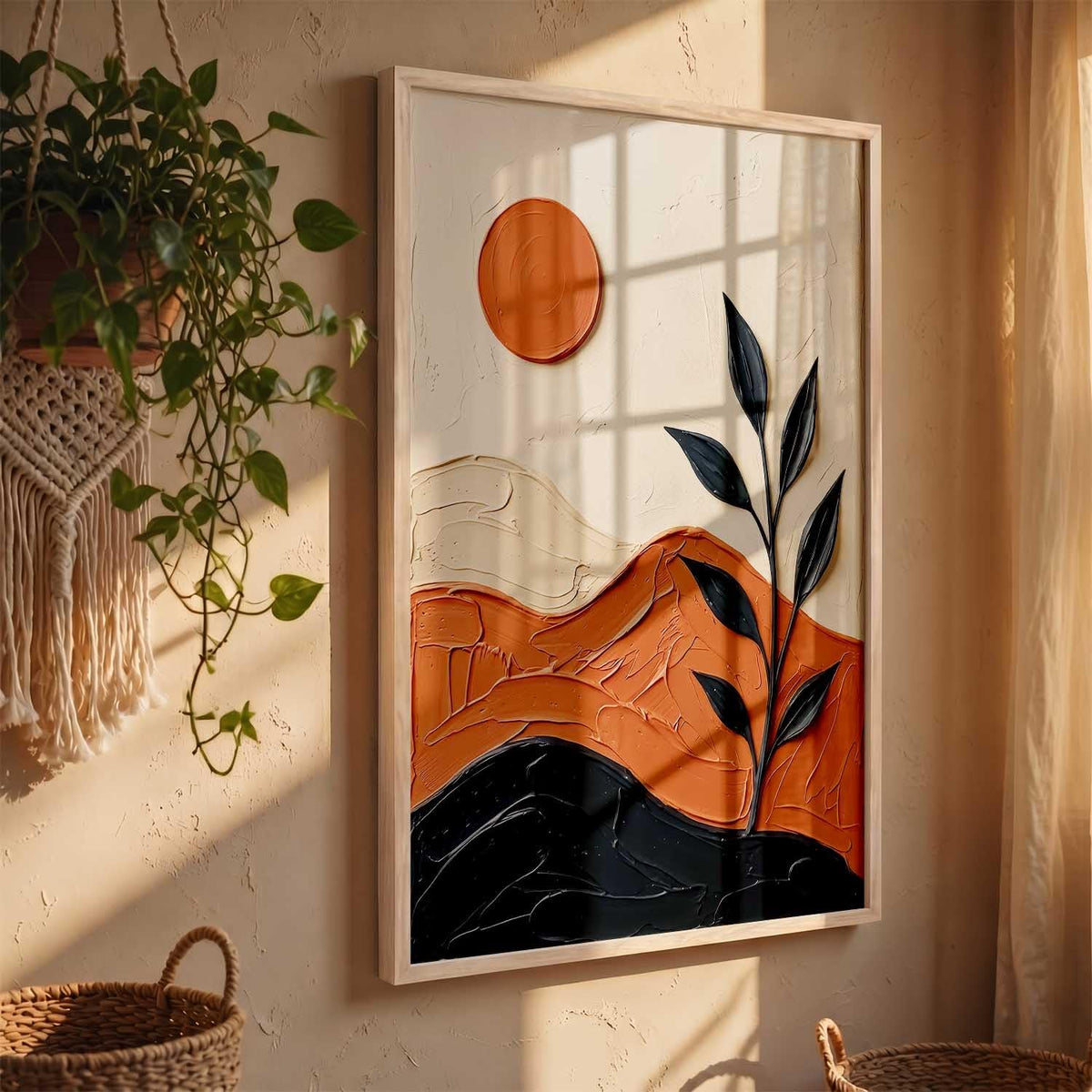 Boho Wall Art Home Decoration | Aesthetic Floral Paintings With Frame For Living Room Bed Room Hotel Wall Decor Digital Reprint (19x25 inch)